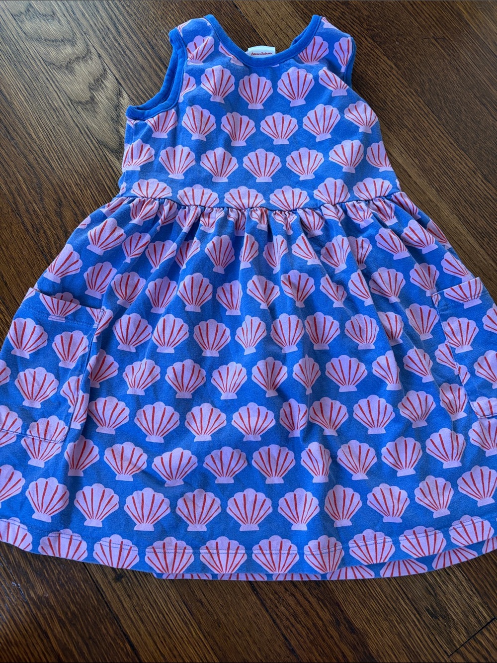 Hanna Andersson Blue Dress with Pink Shells